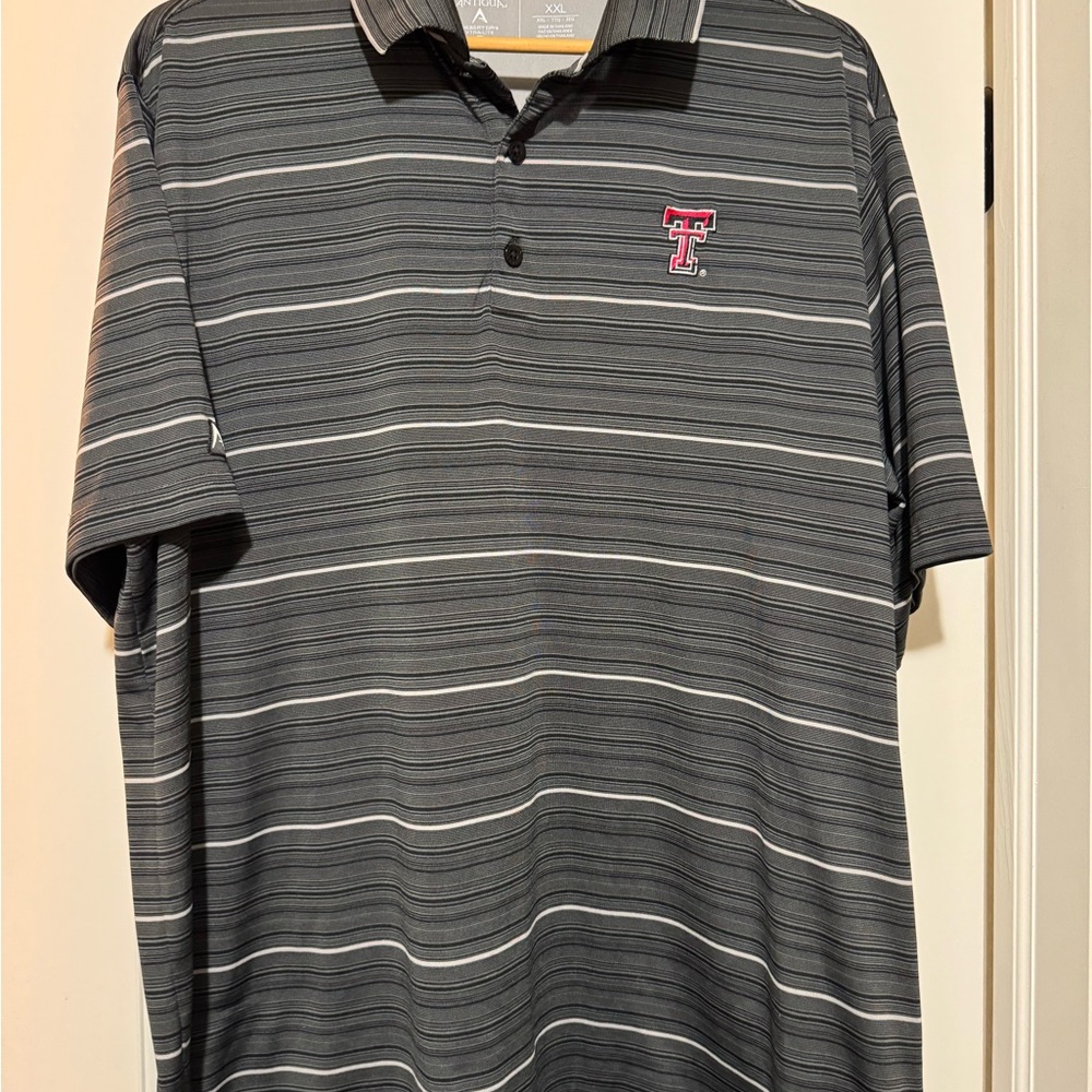 Gray Striped Texas Tech Polo Shirt